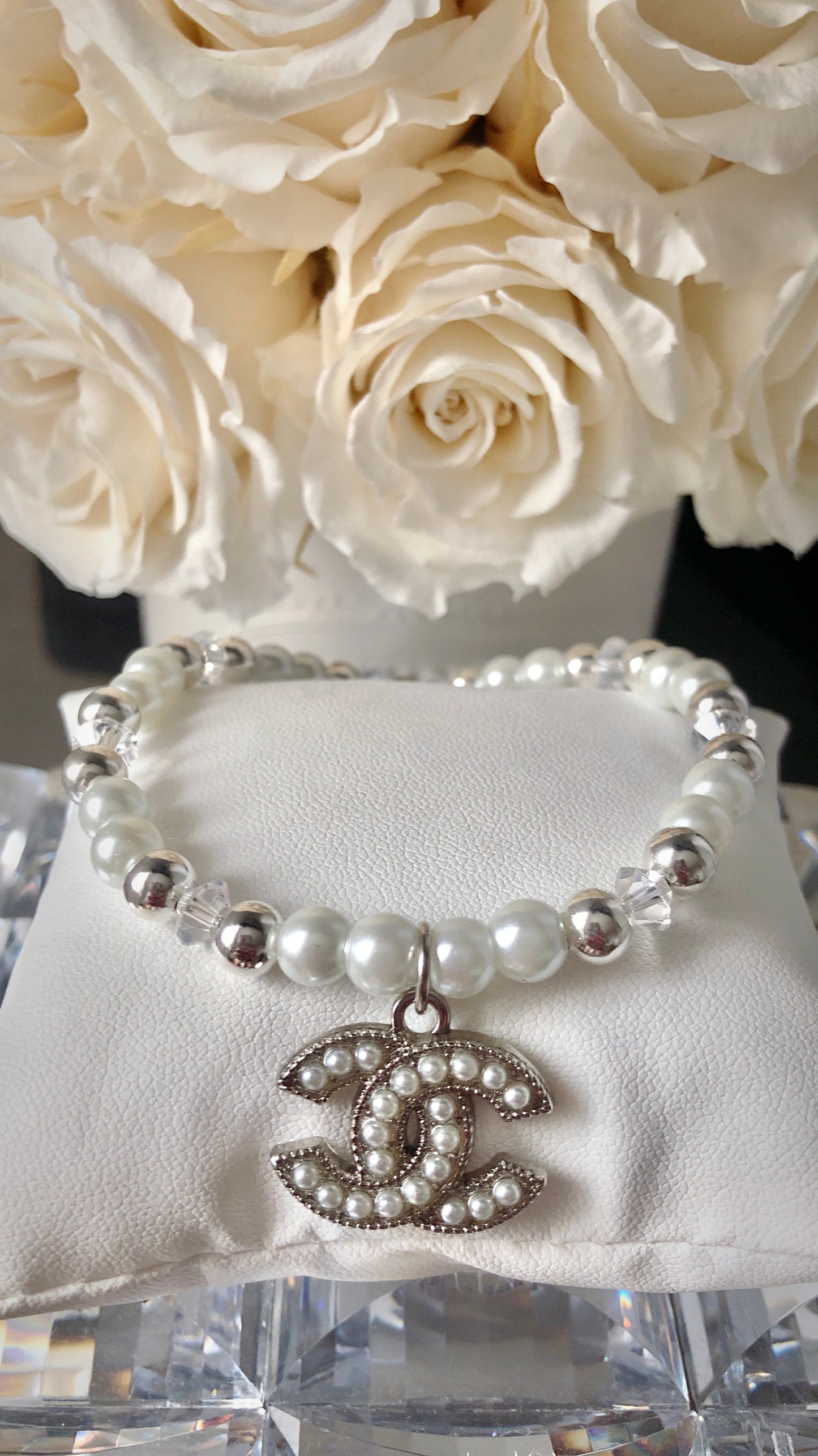 Luxe Vintage Chanel Charm Pearl Bracelet